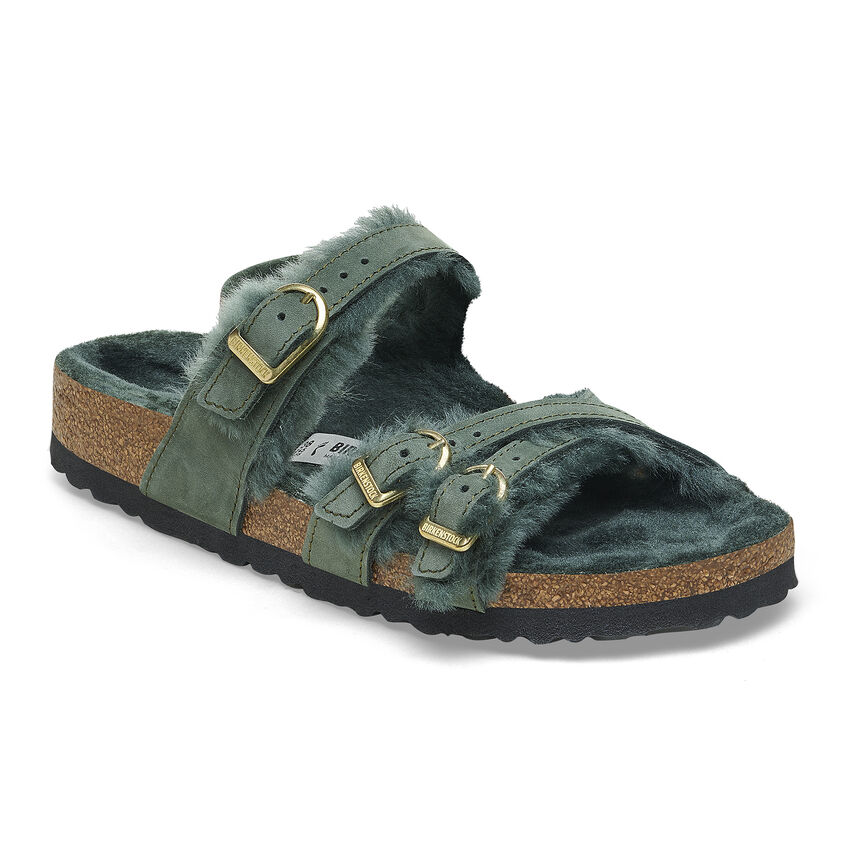 Birkenstock Franca Shearling Nubuck Leather Thyme